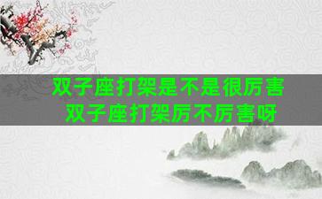 双子座打架是不是很厉害 双子座打架厉不厉害呀